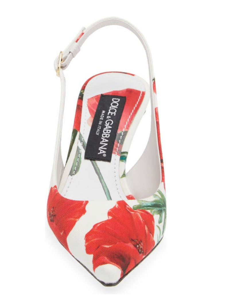 Dolce and Gabbana Apollo Pointed Toe Slingback Pump | Happy Garden Collection Floral Elegance