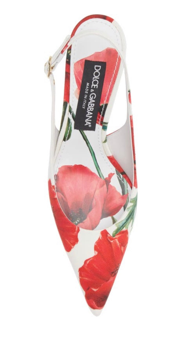 Dolce and Gabbana Apollo Pointed Toe Slingback Pump | Happy Garden Collection Floral Elegance