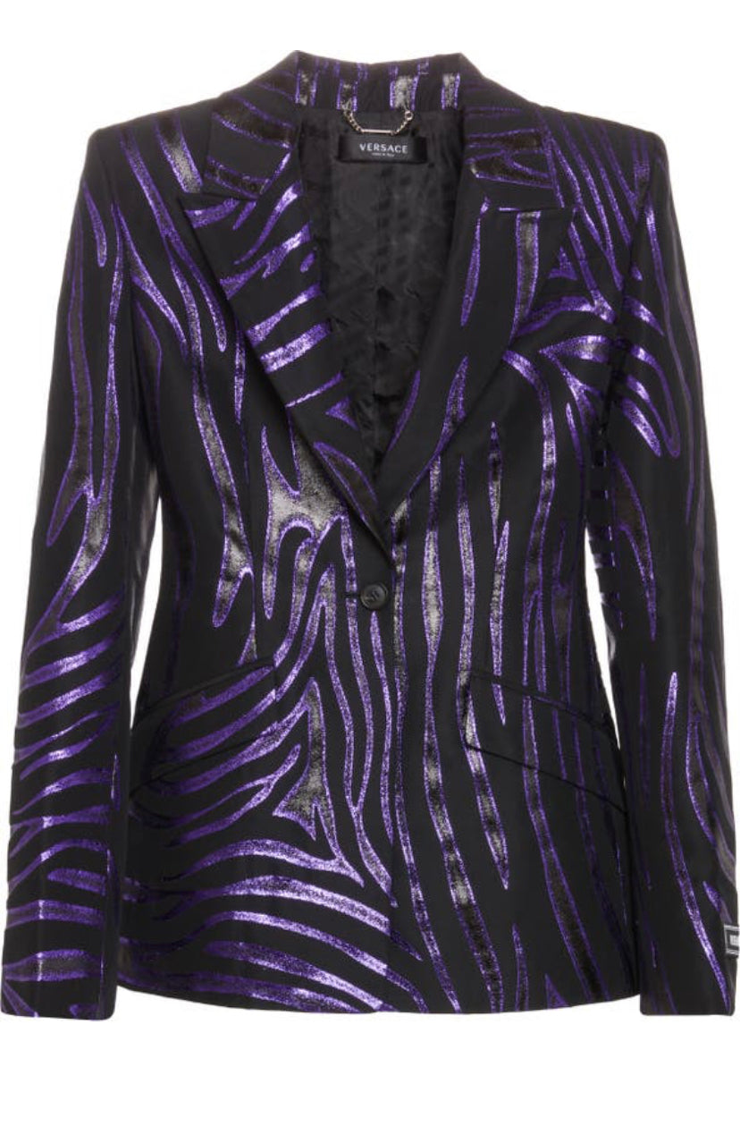 Versace Metallic Zebra Jacquard Jacket size US 6