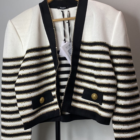 BALMAIN Striped Knit Jacket