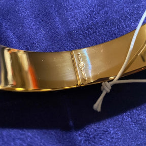 Tory Burch Raised Logo Striped Hinge Cuff Bracelet