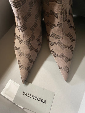 Balenciaga So Knife Logo Jacquard Pointed Toe Booties