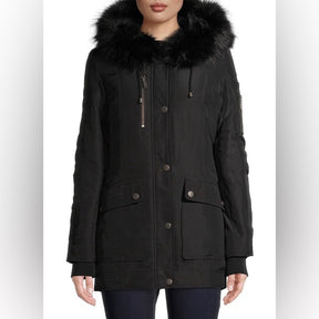 BCBG Women’s Faux Fur Lined Coat | Cozy Elegance for Cold-Weather Chic