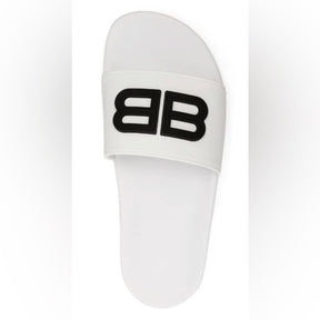 Balenciaga BB Logo Pool Slides | Signature Style for Poolside Elegance