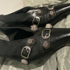 Balenciaga PointeToe Slingback Pumps | Western-Inspired Elegance with Textured Studs