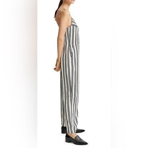 CLUB MONACO Bar Stripe Jumpsuit | Vertical Monochromatic Flattery in One Chic Piece