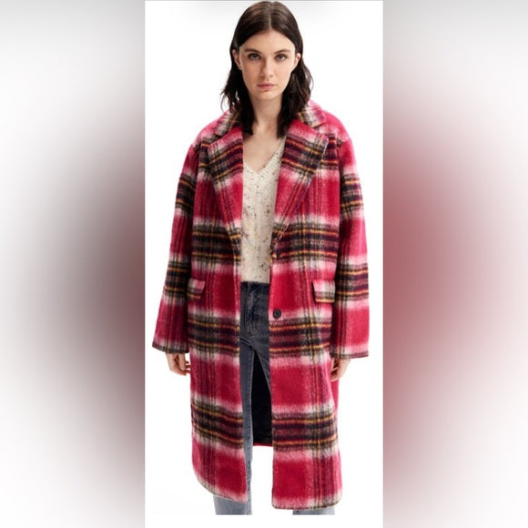 Desigual Tommy Plaid Overcoat | Relaxed Silhouette for Cozy Layering