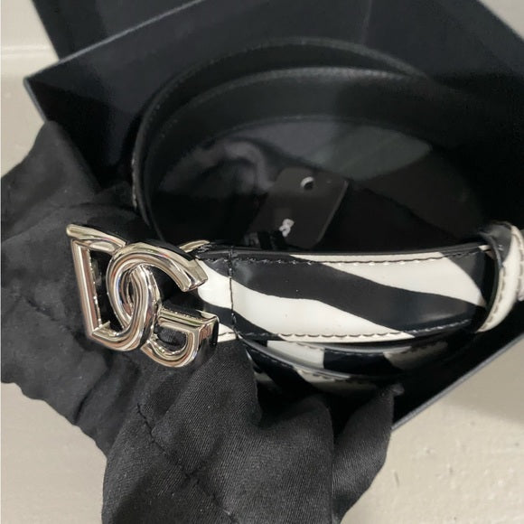 Dolce and Gabbana Zebra Stripe Leather Belt 36”