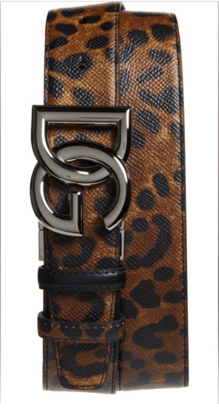 Dolce & Gabbana DG Logo Leather Reversible Belt Size 95 EU=38”