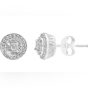 EFFY Sterling Silver Diamond Stud Earrings 0.10ctw - Classic Elegance with a Contemporary Halo