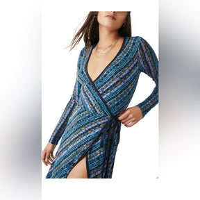 Free People Phoebe Long Sleeve Wrap Dress - Effortless Elegance in Striped Maxi Style