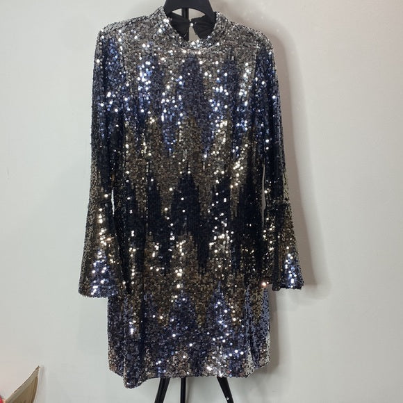French Connection Sequin Bell Sleeve Cocktail Minidress - Sparkle and Sophistication in Every Detail