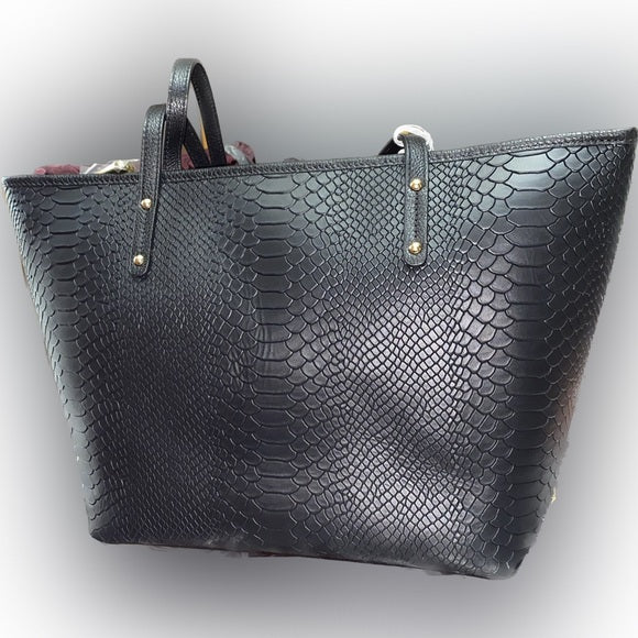 GiGi New York Python-Embossed Leather Tote | Chic and Compact Elegance