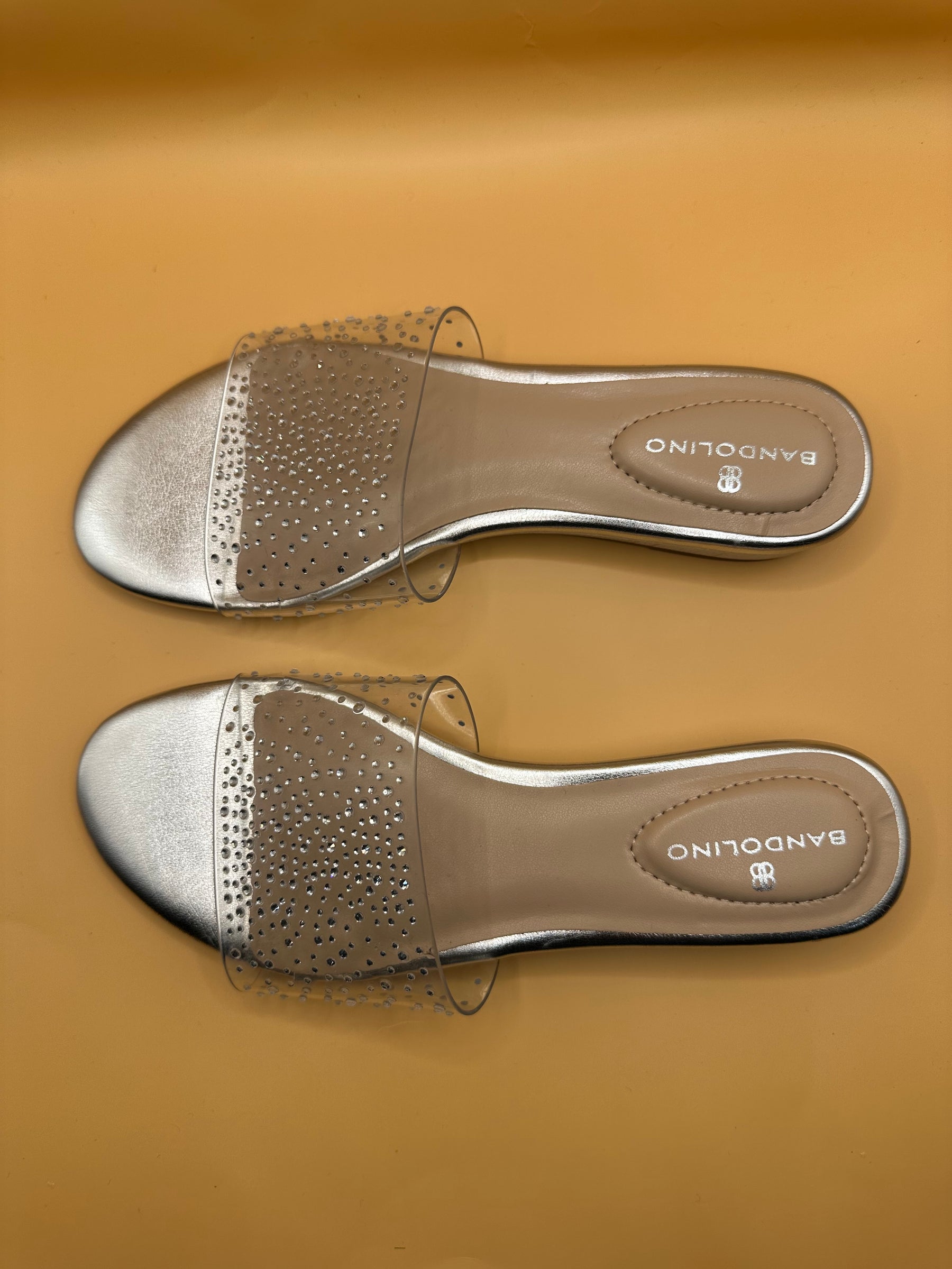Bandolino Clear Embellished Slide Sandals
