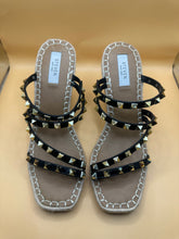 Steven New York Keina Black Croc Studded Wedge Sandals Size 10