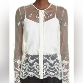 Jason Wu Collection Appliqué Overlay Blouse | Romantic Blooms and Sheer Elegance