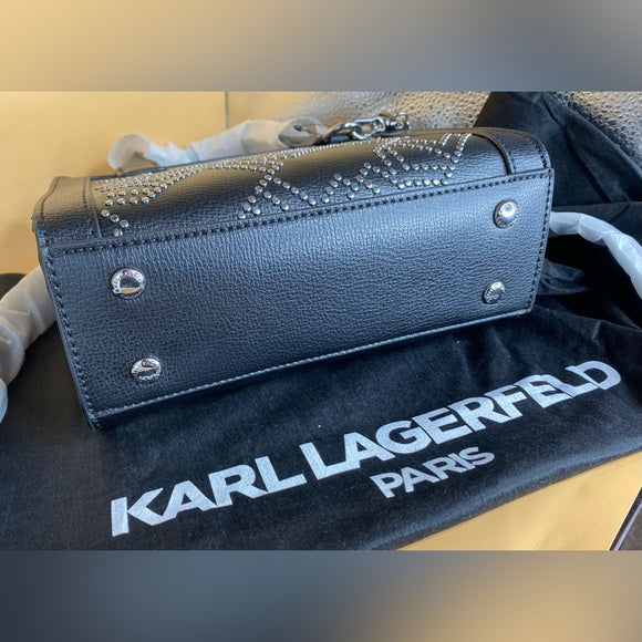 Karl Lagerfeld Paris Studded Small Tote/Crossbody | Signature Studded Elegance in Luxe Leather
