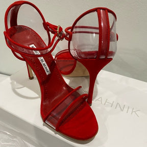 Manolo Blahnik Transparent Ankle Strap Pumps | Elevated Elegance with Suede Edges up