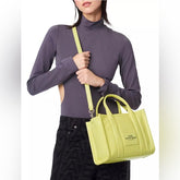 Marc Jacobs Croc Embossed Small Tote in Tender Yellow | Signature Logo Patch and Adjustable Strap