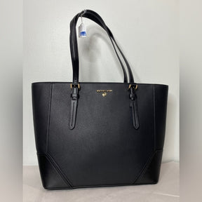 Michael Kors Aria Large Pebbled Black Leather Tote Handbag | Classic Elegance in Spacious Design