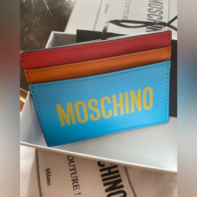 Moschino Colorblock Leather Card Case - Sleek Style for Your Essentials