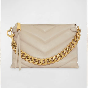 Rebecca Minkoff Edie Maxi Quilted Leather Crossbody Bag in Sand Dune Chic Elegance in Quilted Calf Leather