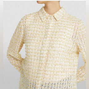St. John Bouclé Knit Shirt | Airy & Elegant Long Sleeve Button-Up