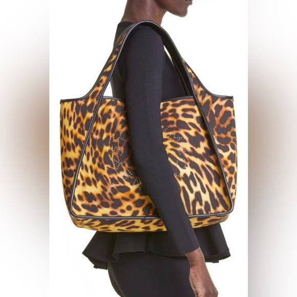 Stella McCartney Leopard Print Logo Canvas Tote | Chic Elegance