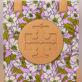 Tory Burch Ella Small Floral Tote Bag | Aster Pink Flower Elegance in Small Nylon Tote
