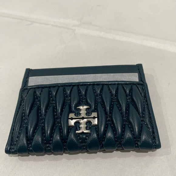 Tory Burch Kira Leather Quilted Card Case - Gleaming Logo Luxury in Every Detail