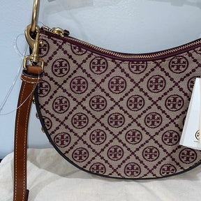 Tory Burch T Monogram Jacquard Studded Mini Crescent Bag | Signature Style in a Compact Design