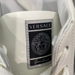Versace Men's Logo Leather Low-Top Sneakers | Iconic Style in Leather Comfort