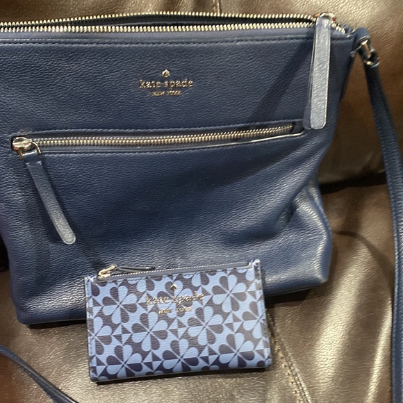 m_64947845b635f851ec39a40a Kate Spade New York Blue Leather Crossbody Bag & Matching Wallet Set