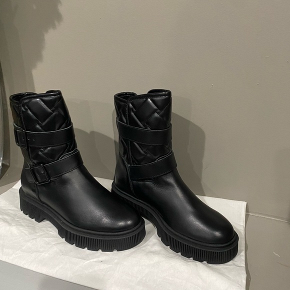 Kurt Geiger London Kingston Quilted Leather Moto Boots