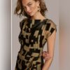 Donna Karan Women’s Metallic Velvet Geo Print Dress