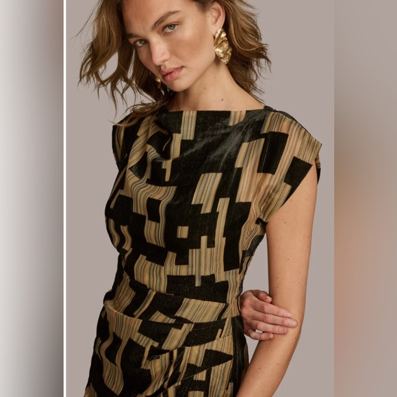 Donna Karan Women’s Metallic Velvet Geo Print Dress