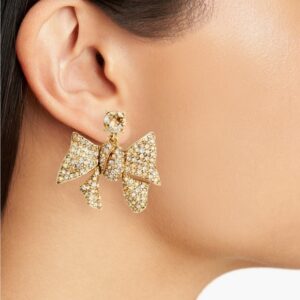 Oscar de la Renta Pavé Bow Drop Earrings