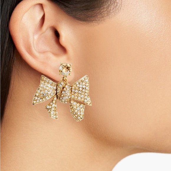Oscar de la Renta Pavé Bow Drop Earrings