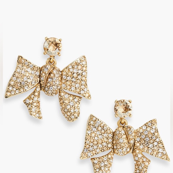 Oscar de la Renta Pavé Bow Drop Earrings