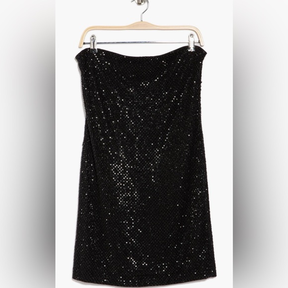 Alice + Olivia Women's Black Sequin Strapless Dress