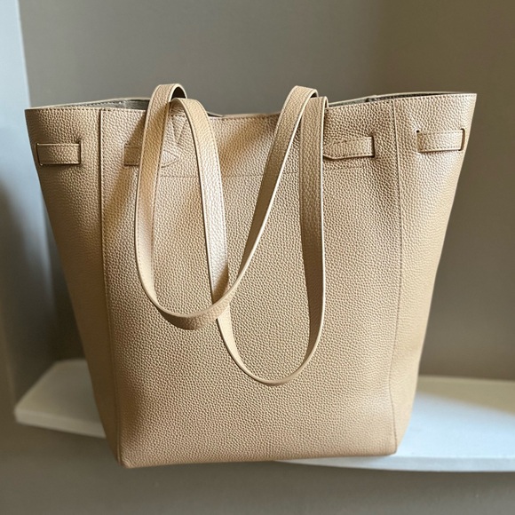 Veronica Beard Dash Leather Tote Bag – Structured Belted Work Tote