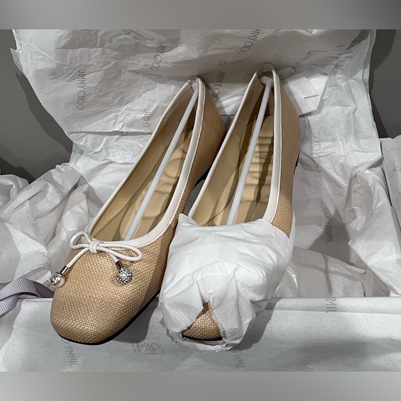Jimmy Choo Elme Raffia Ballet Flats