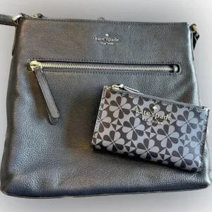 Kate Spade New York Blue Leather Crossbody Bag & Matching Wallet Set
