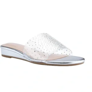 Bandolino Clear Embellished Slide Sandals