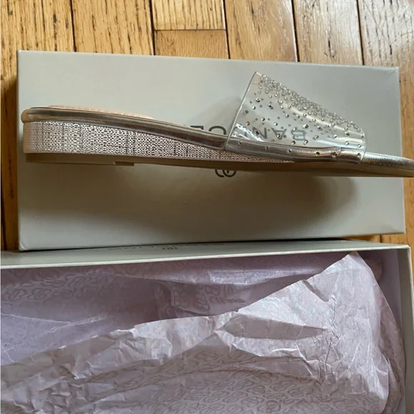 Bandolino Clear Embellished Slide Sandals