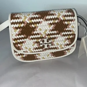 Tory Burch Britten Woven Small Saddle Bag