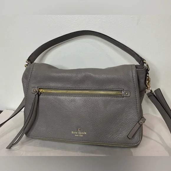 Kate Spade New York Gray Leather Top Handle Crossbody