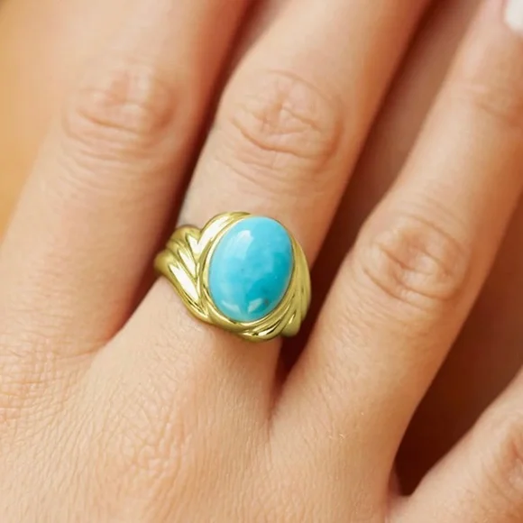 Natural Turquoise Ring in 18K Gold Vermeil