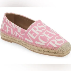 Versace Women's Logo Print Canvas Espadrilles
