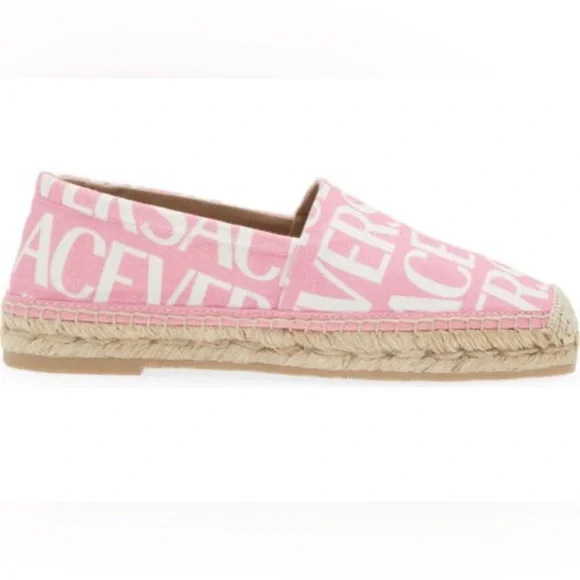 Versace Women's Logo Print Canvas Espadrilles